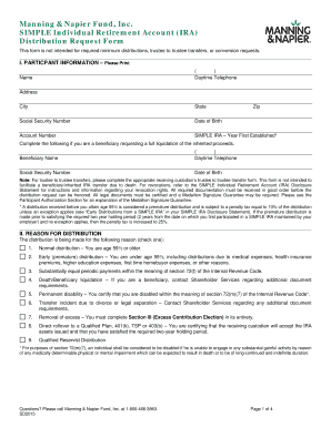 SIMPLE IRA Distribution Request Form