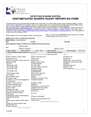 Contaminated Sharps Injury Reporting Form