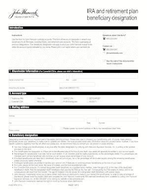 IRA and Retirement Plan Beneficiary Designation Form