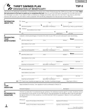 TSP-3 Designation of Beneficiary Form