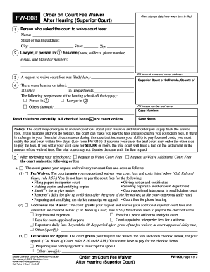 California Court Fee Waiver Order