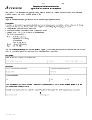 Washington Ignition Interlock Exemption Form