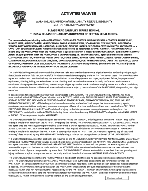 Activities Waiver Agreement