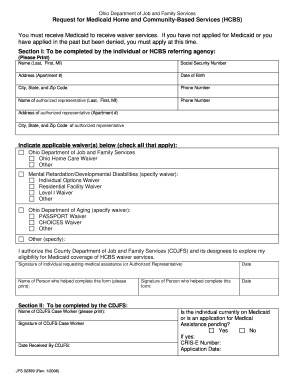 Ohio Medicaid HCBS Waiver Request