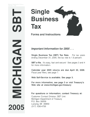 Michigan Single Business Tax Form 3435