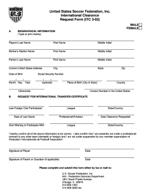 international clearance form