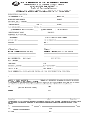 Customer Credit Application Agreement