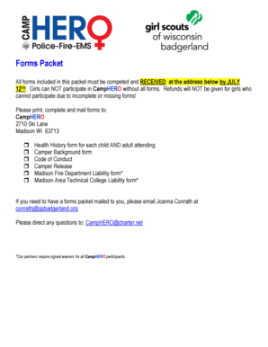 CampHERO Health History Form
