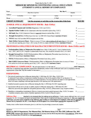Missouri Attorney Annual Compliance Report