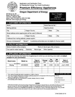 Oregon Residential Energy Tax Credit Application