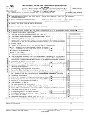 US Federal Estate Tax Return Form 706