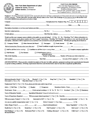 nys department of labor fast fax job order form