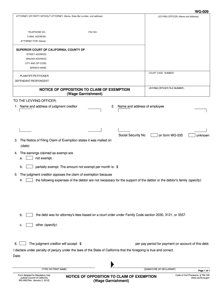 california notice opposition sample Preview on Page 1