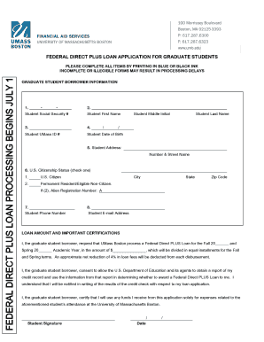 Federal Direct Graduate PLUS Loan Application