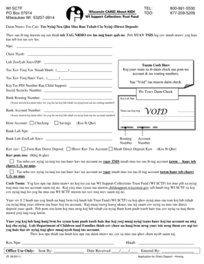 Wisconsin Direct Deposit Application