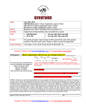 Sevathon 2012 Registration Form