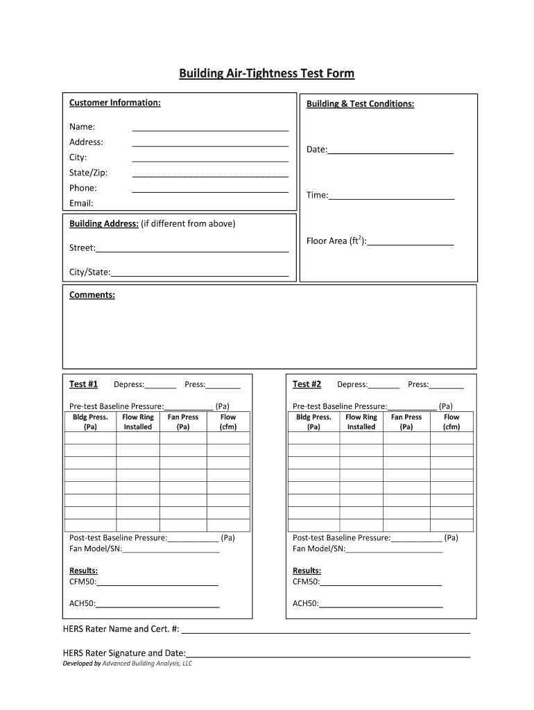 Air Test Form - Fill Online, Printable, Fillable, Blank  pdfFiller Throughout Hydrostatic Pressure Test Report Template