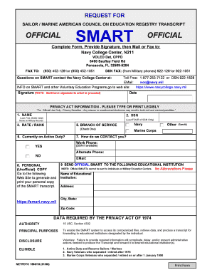 Sailor Marine American Council on Education Registry Transcript