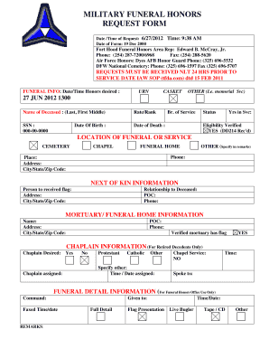 Military Funeral Honors Request Form