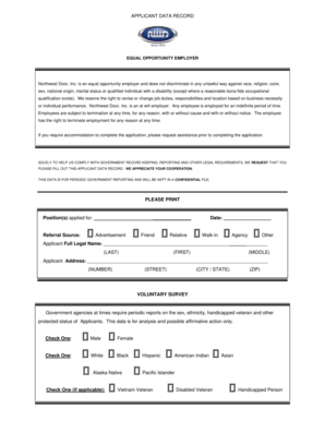 Applicant Data Record