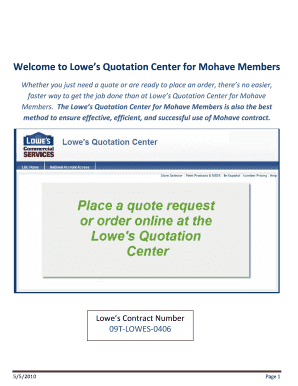 how to use the lowes quotation center form