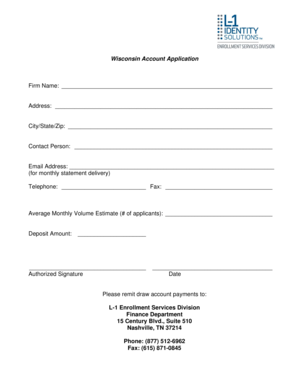Wisconsin Escrow Account Application