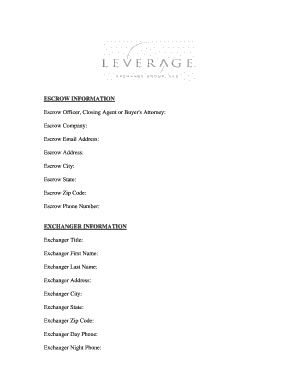 Real Estate Escrow Information Form