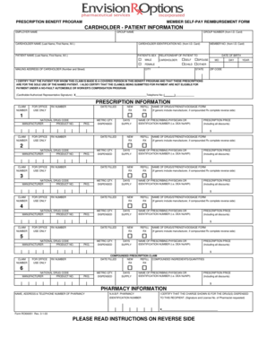 Prescription Benefit Program Reimbursement Form