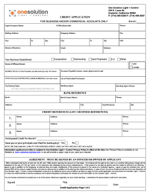 One Solution Light + Control Credit Application