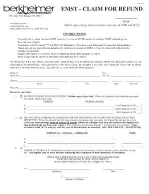 EMST Claim for Refund Form