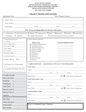 New Jersey Construction Project Review Application