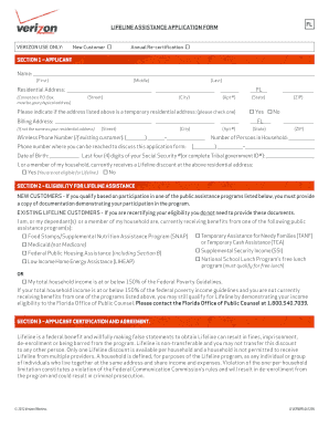 Lifeline Assistance Application Form FL