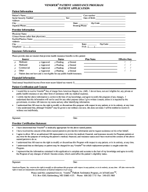 Venofer Patient Assistance Program Application