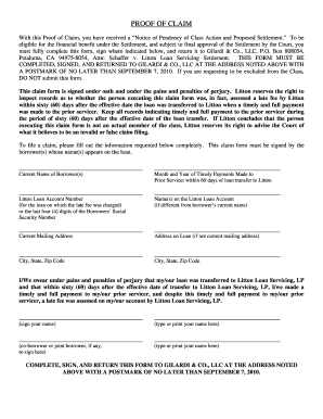 Proof of Claim Form