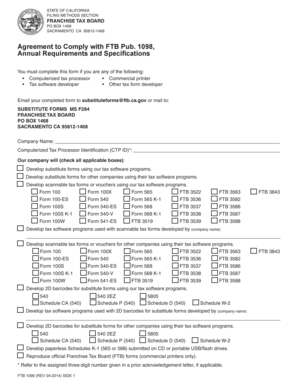 California Substitute Tax Form Agreement