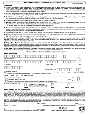 Corporate Team Waiver Form - Pan Caribbean