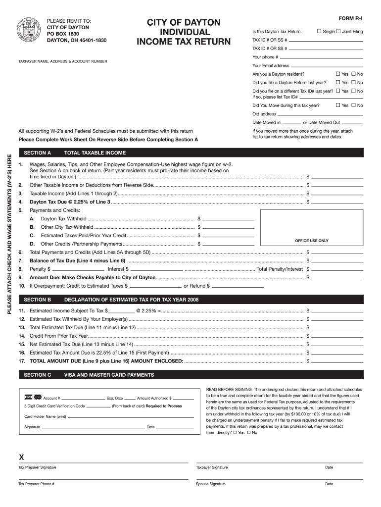 ohio city tax return form Preview on Page 1.