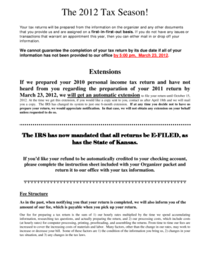 2011 Tax Organizer Form