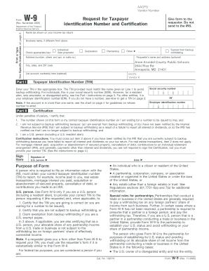 Form W-9 Request for Taxpayer Identification Number and Certification