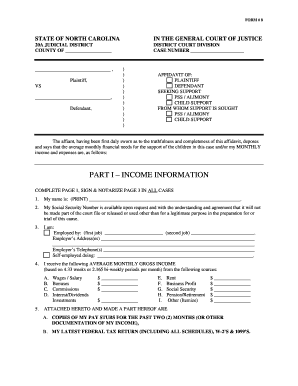 D20A Form 08 (fillable) Affidavit Of Plaintiff - North Carolina Court ... - nccourts