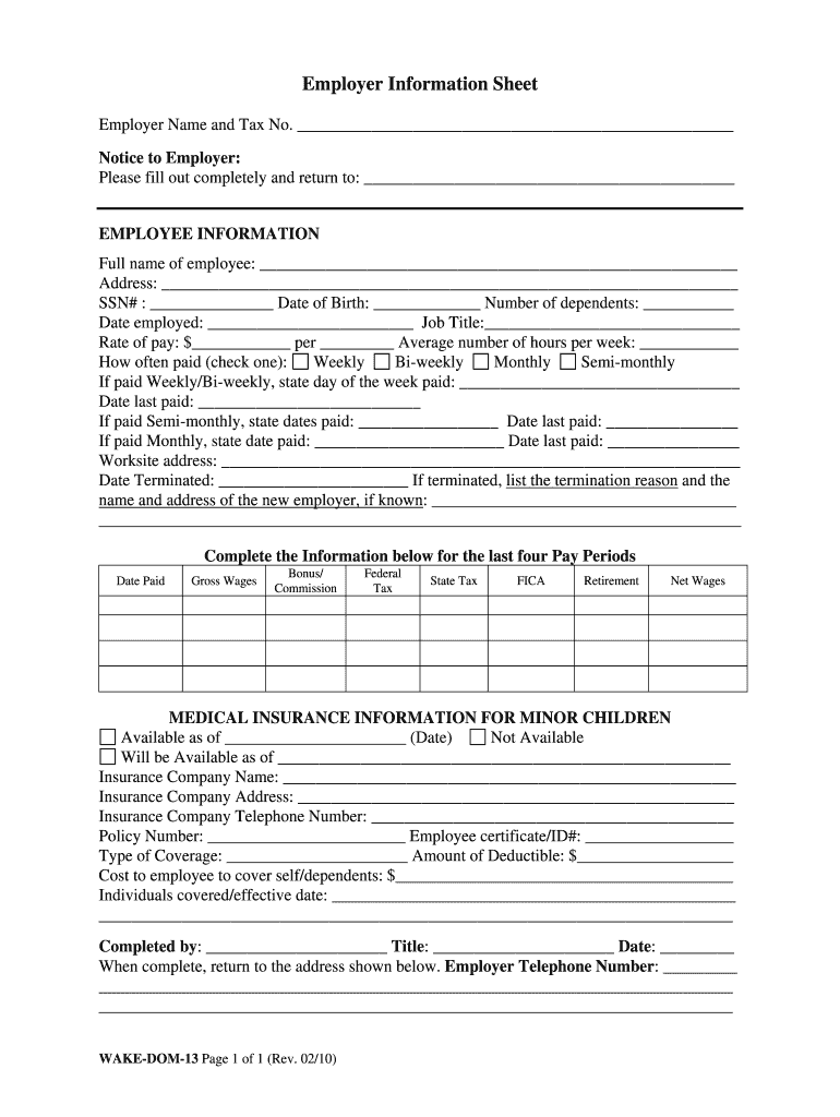 Employer Information Sheet Employer Name and Tax No Preview on Page 1