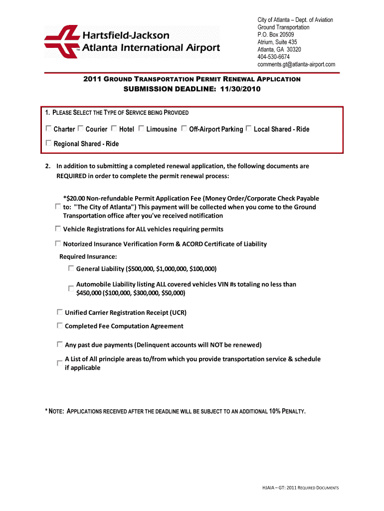 2011 Permit Renewal Application Preview on Page 1