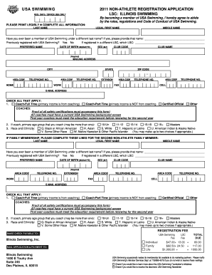 USA Swimming Non-Athlete Registration Application