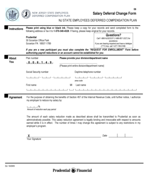 NJ State Employees Salary Deferral Change Form