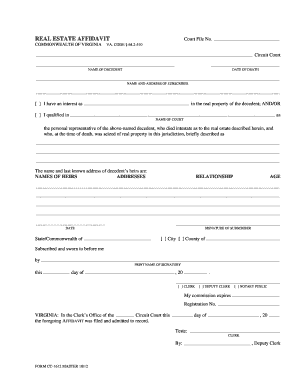 Virginia Real Estate Affidavit