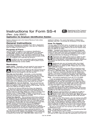 IRS Form SS-4 Instructions