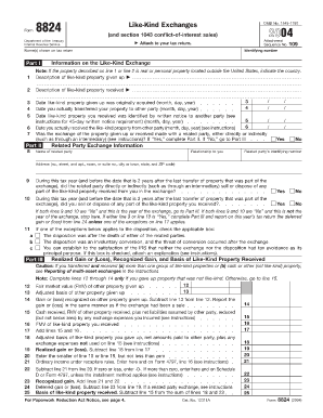 IRS Form 8824 Like-Kind Exchange