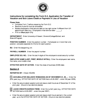 form g 2 application for transfer of vacation & sick leave credit or payment in lieu of vacation