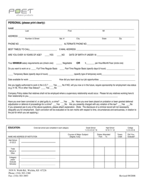 Employment Application Form