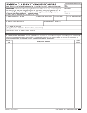 New Jersey Position Classification Questionnaire